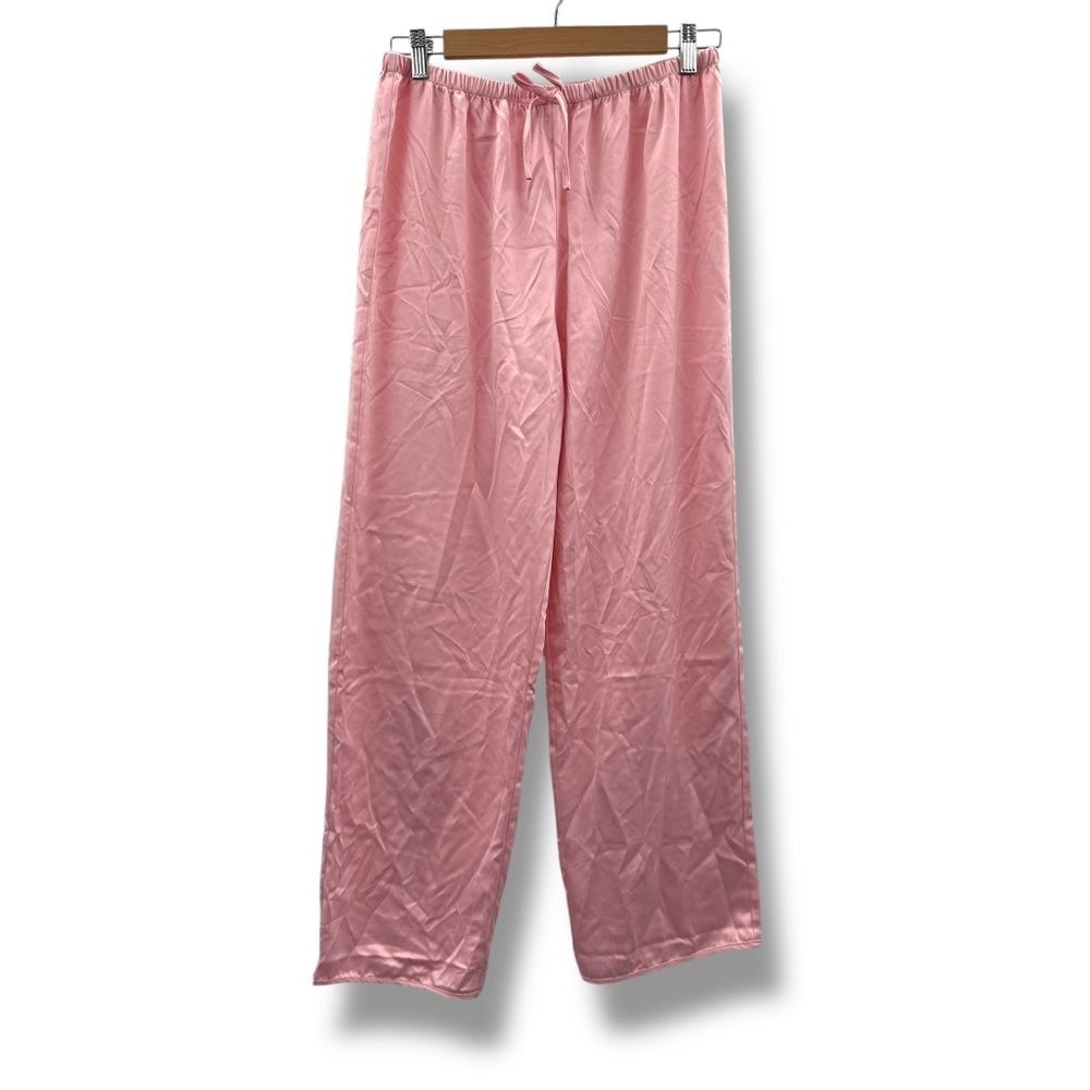 Frederick's of Hollywood Satin Pajama Pants Women's Medium Pink Lounge Sleepwear
